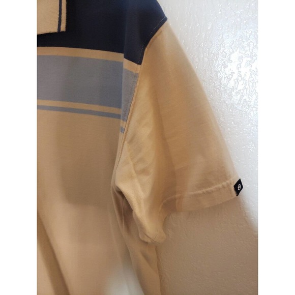 Vintage Anchor Blue Brand Short Sleeve Polo Shirt Mens Large Tan Blue - Picture 5 of 9